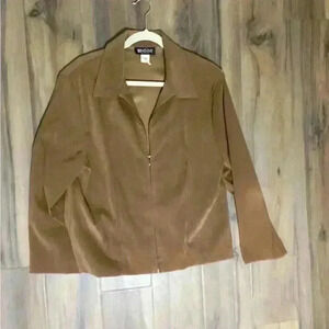 Briggs New York Shacket Womens Size 16 Brown Microfiber Faux Suede Shirt Jacket.